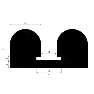 DD5025 Fender Profile - Marine Rubber Fender - Fast UK Rubber Manufacturer