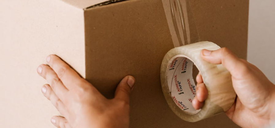 product being packaged in carboard box