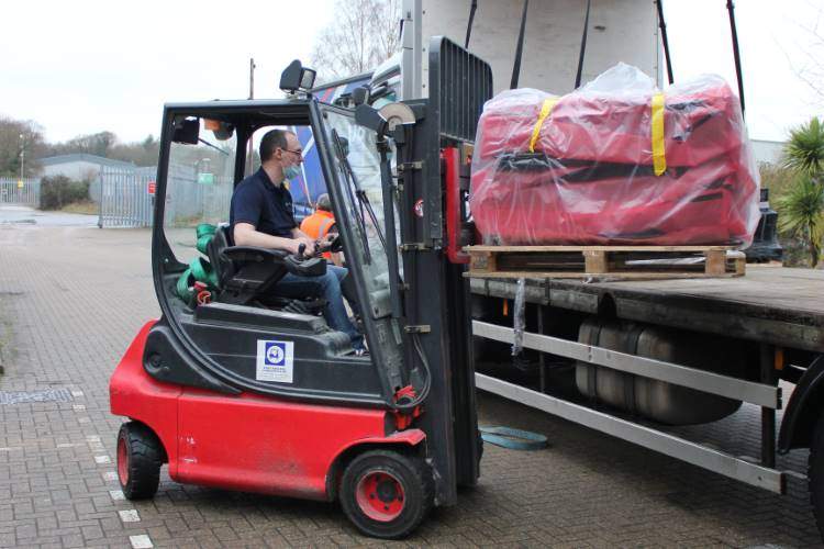person using a forklift