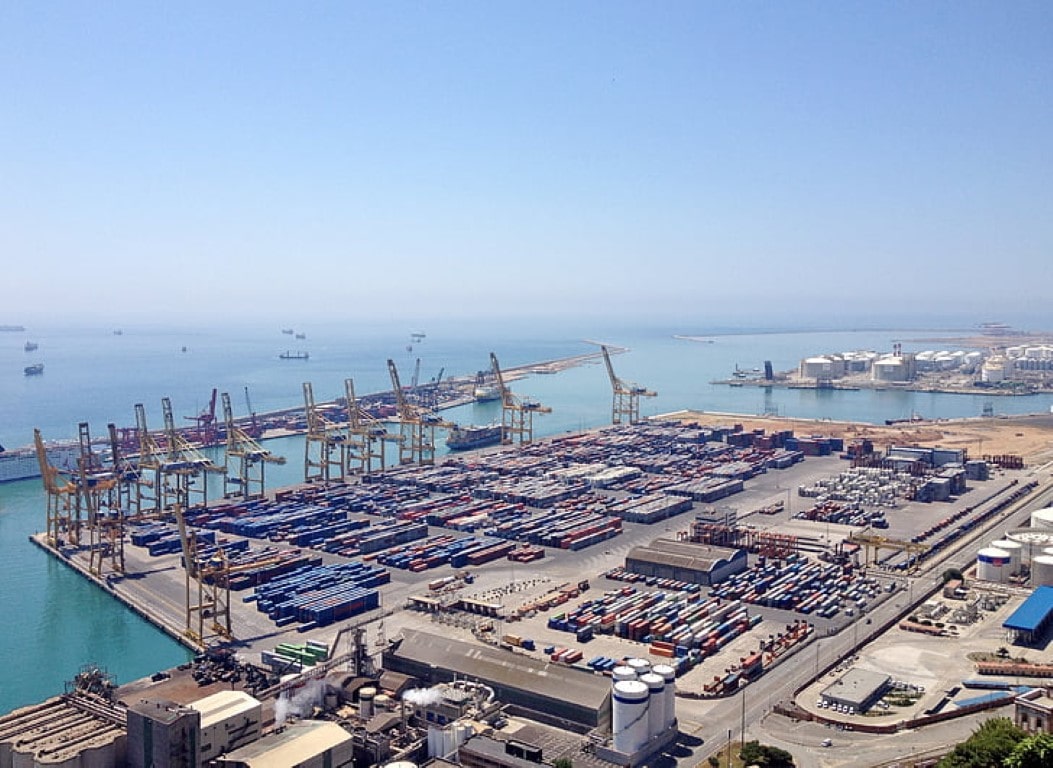 container yard by a dock